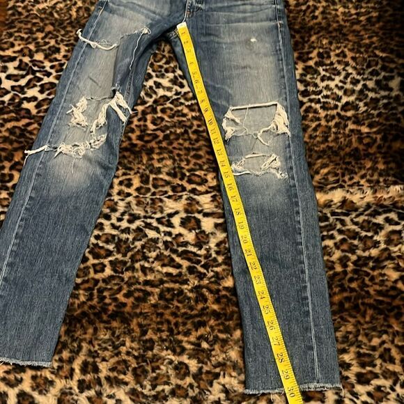 Rag and Bone Destroyed Heavily Distressed Ripped Kennedy Blue Denim Jeans - Picture 6 of 16